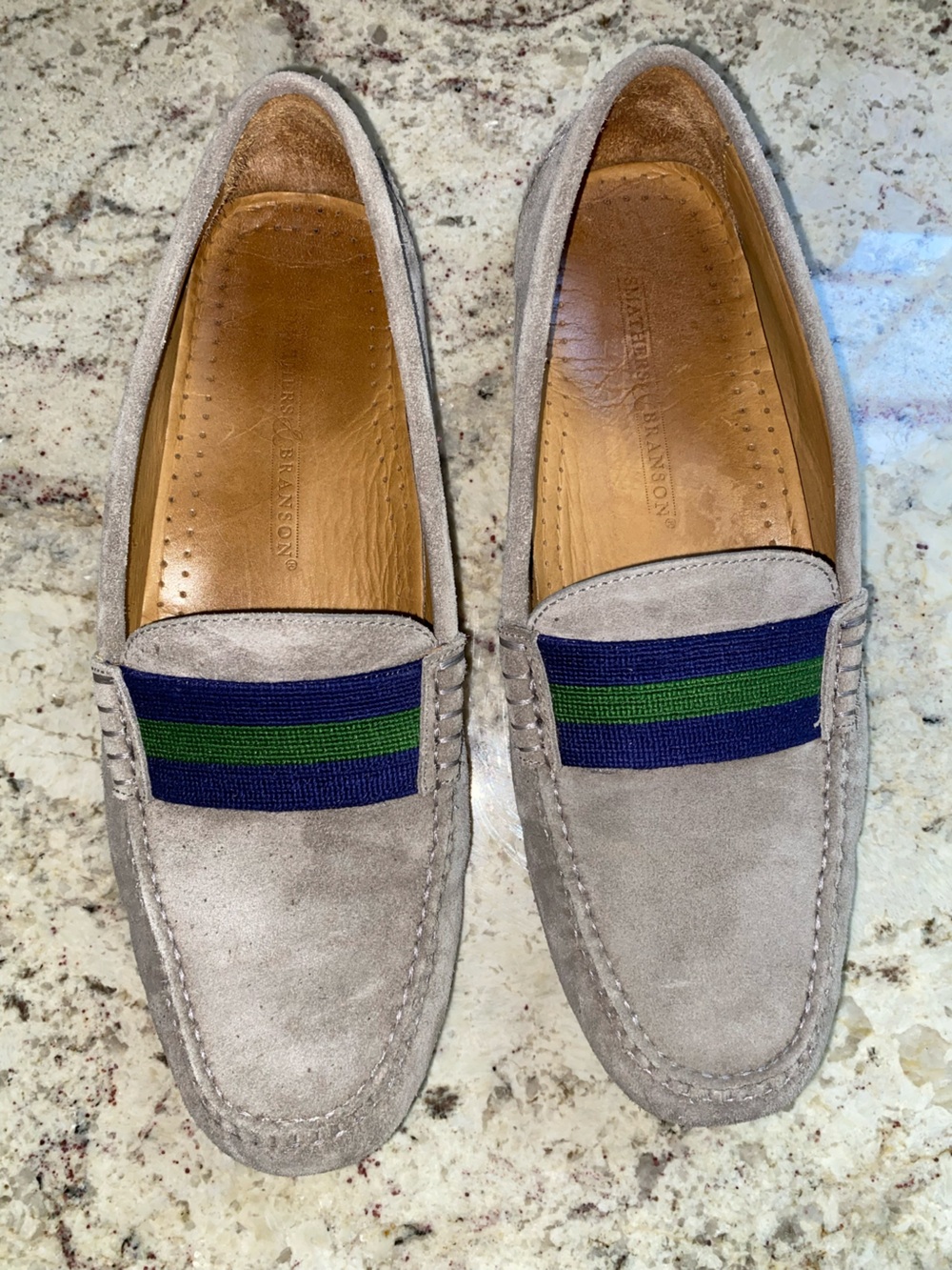 Smathers & Branson $245 Surcingle Driving Shoes Navy-Forest Smoke Suede 11 EUC - Picture 3 of 14